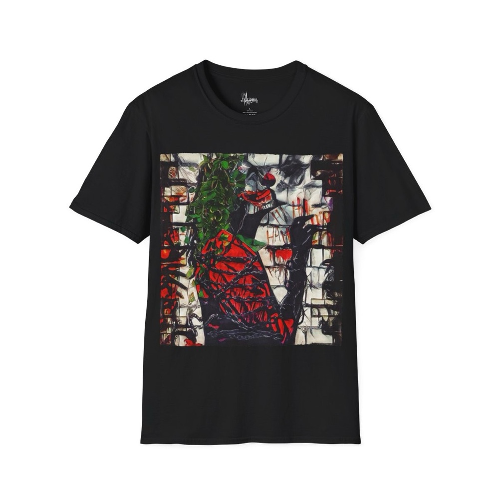 Hybrid Apparel Black Tee with Colorful Graphic